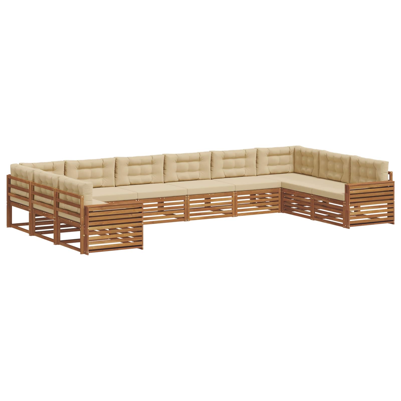 Setovi sofa s jastukom 7 pcs Prirodna i bež Čvrsto drvo akacije