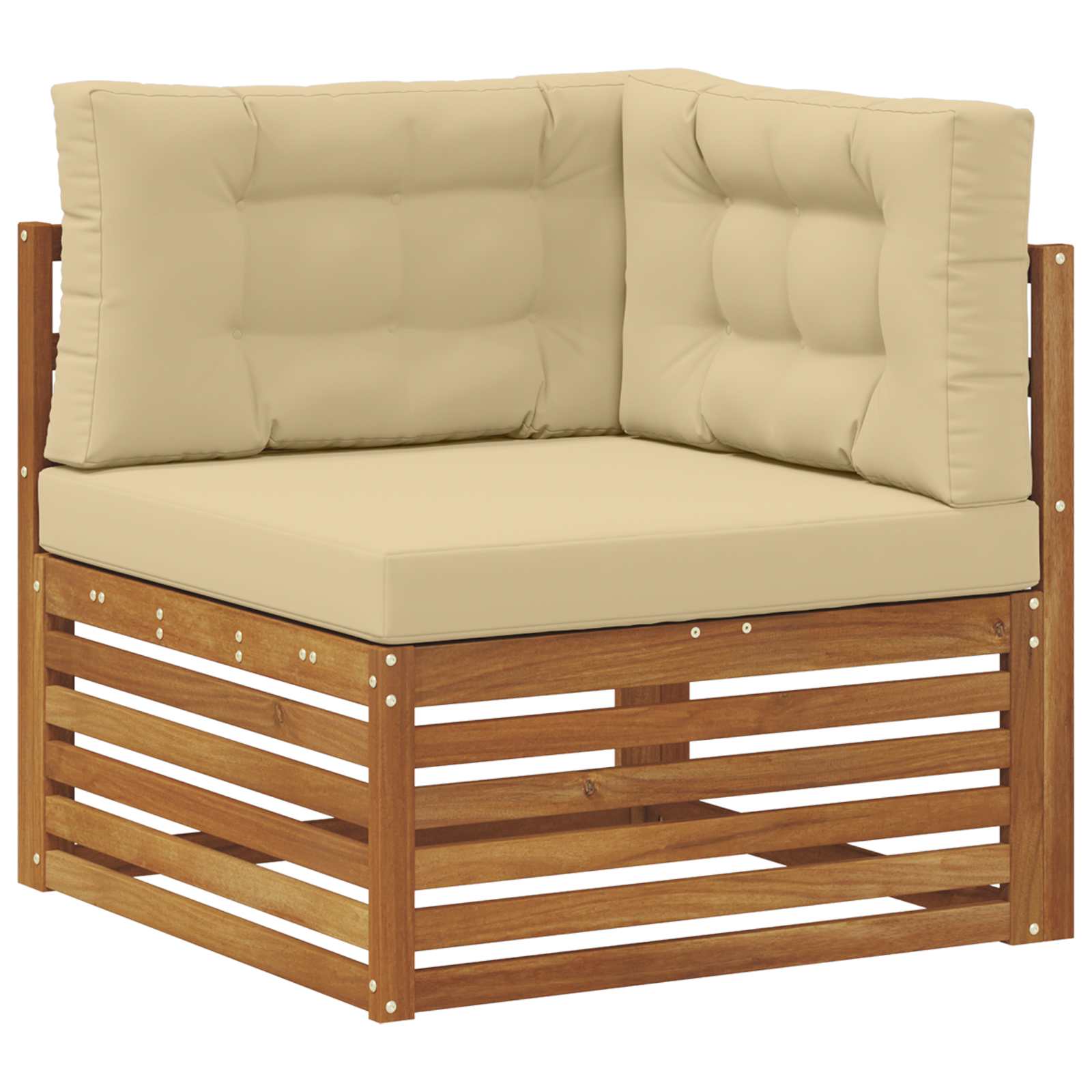 Setovi sofa s jastukom 7 pcs Prirodna i bež Čvrsto drvo akacije