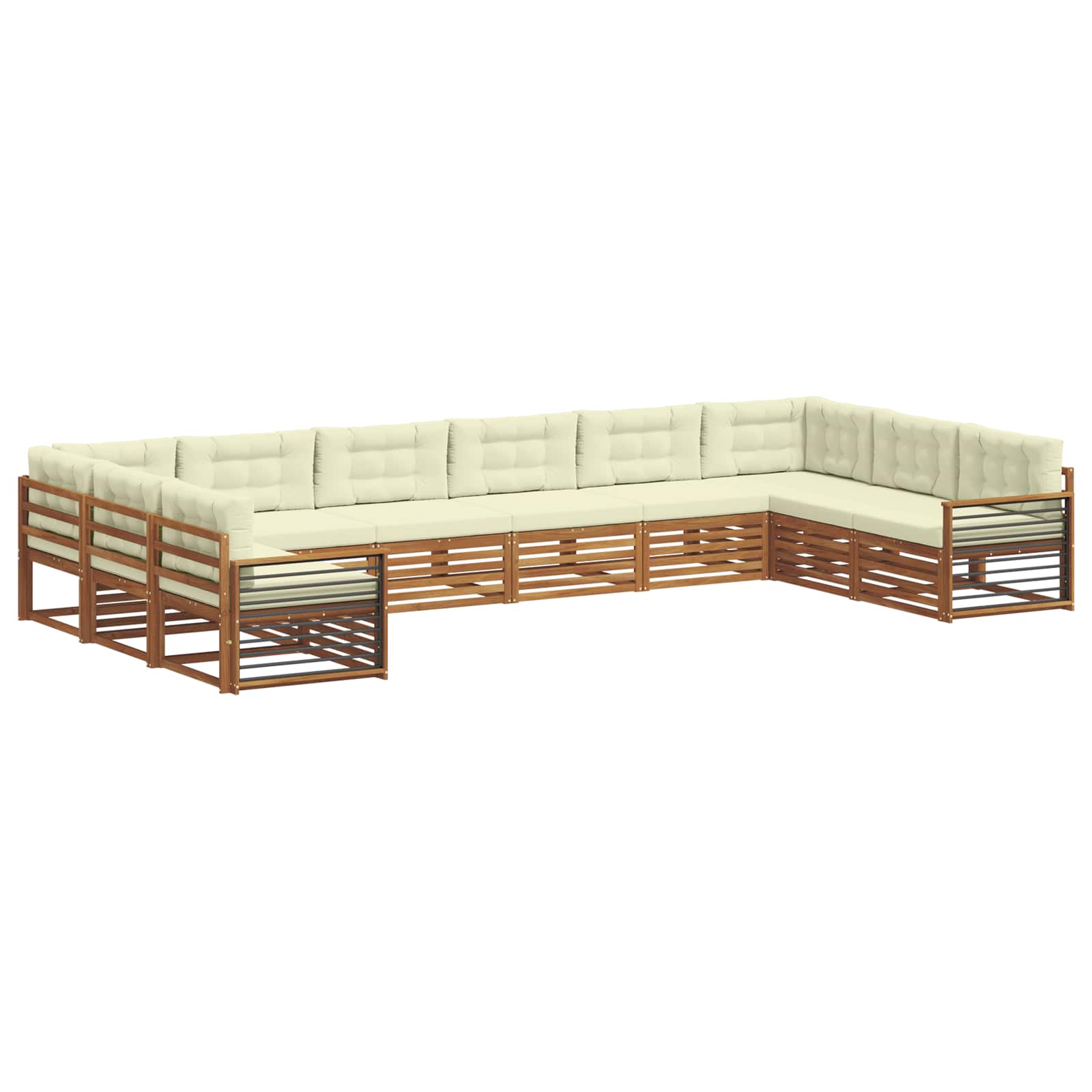 Setovi sofa 10 pcs Prirodna i krem Čvrsto drvo akacije