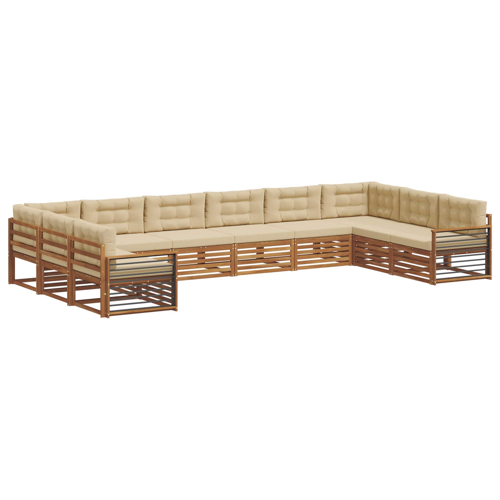 Setovi sofa 10 pcs Prirodna i bež Čvrsto drvo akacije