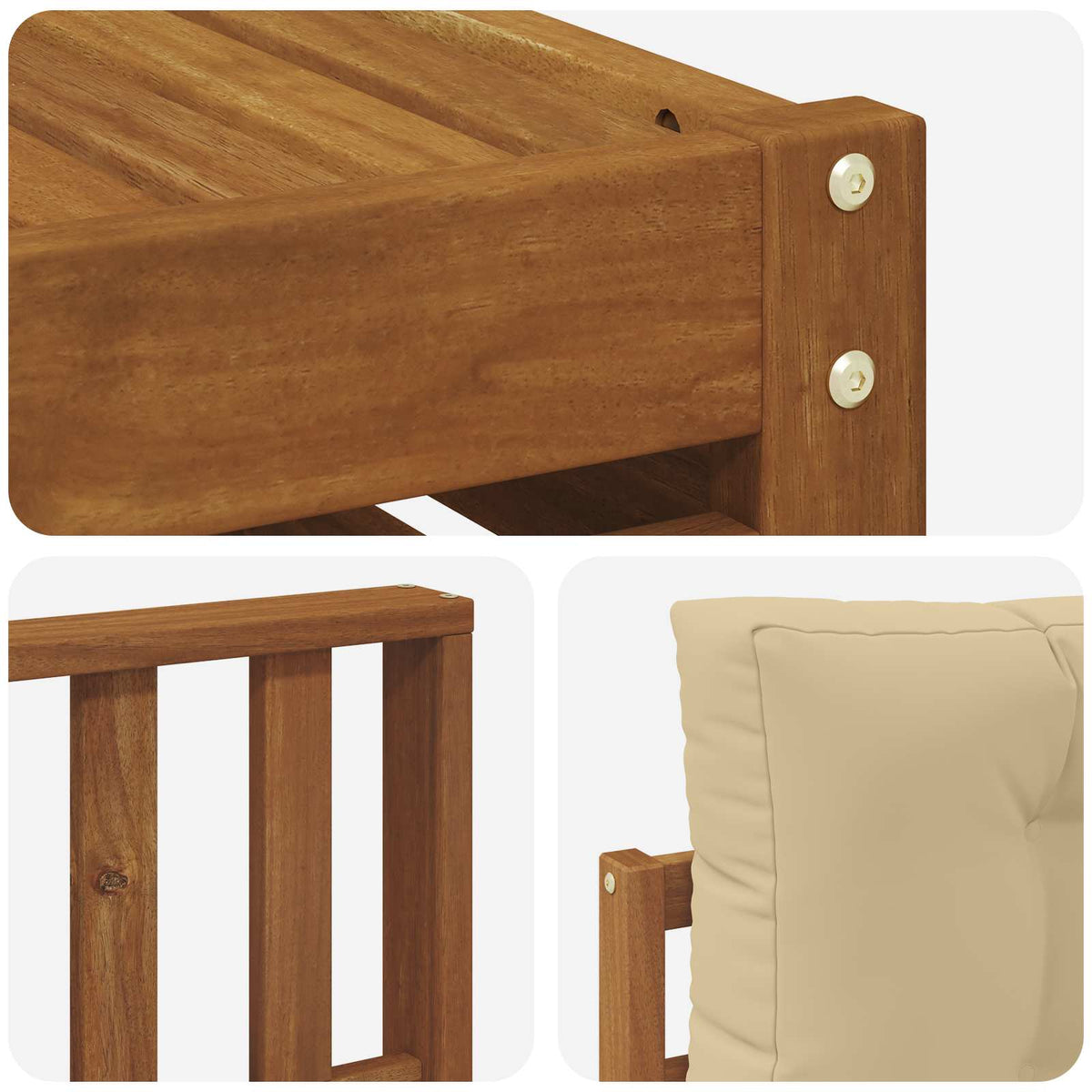 Setovi sofa 11 pcs Prirodna i bež Čvrsto drvo akacije