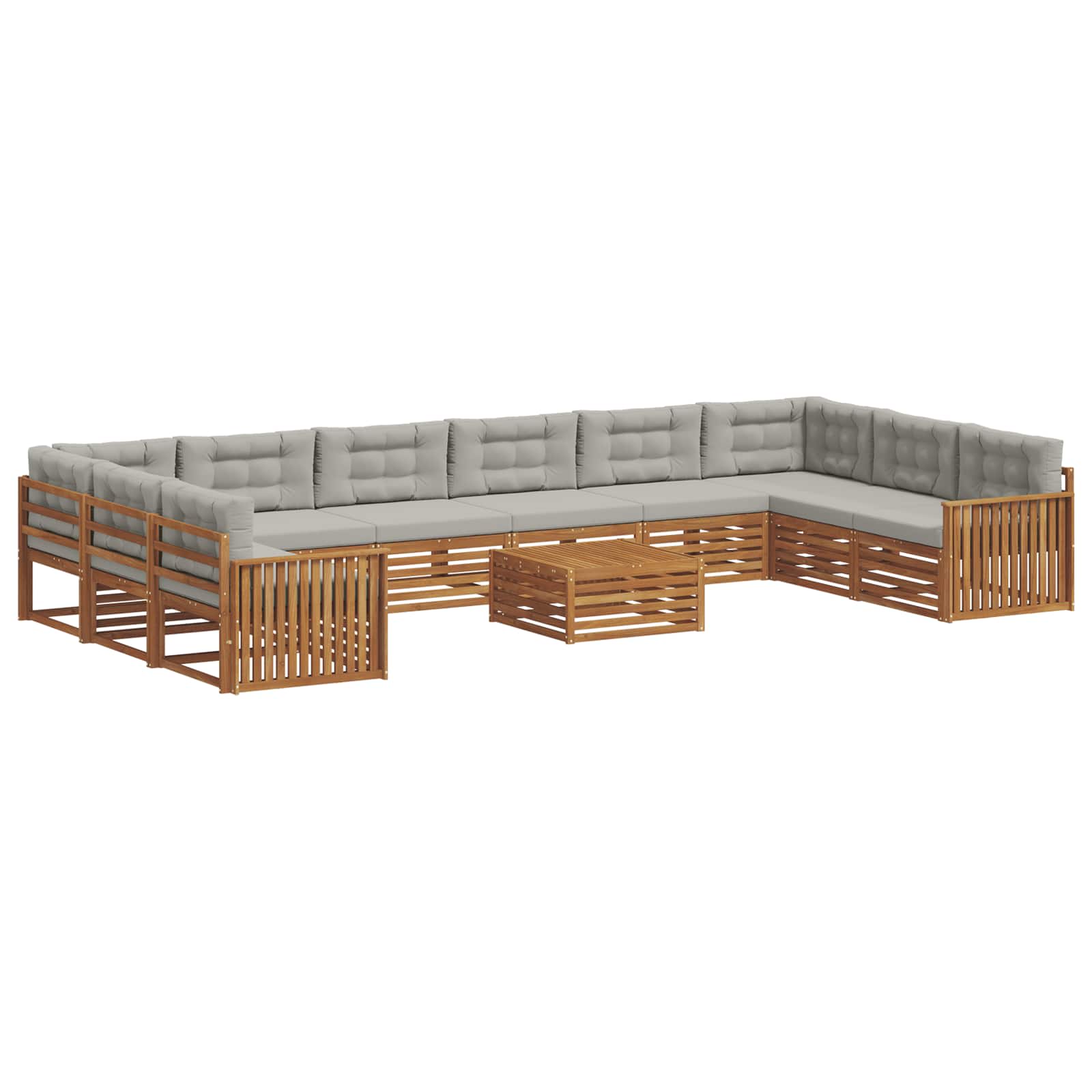 Setovi sofa 11 pcs Prirodna i svijetlo siva Čvrsto drvo akacije