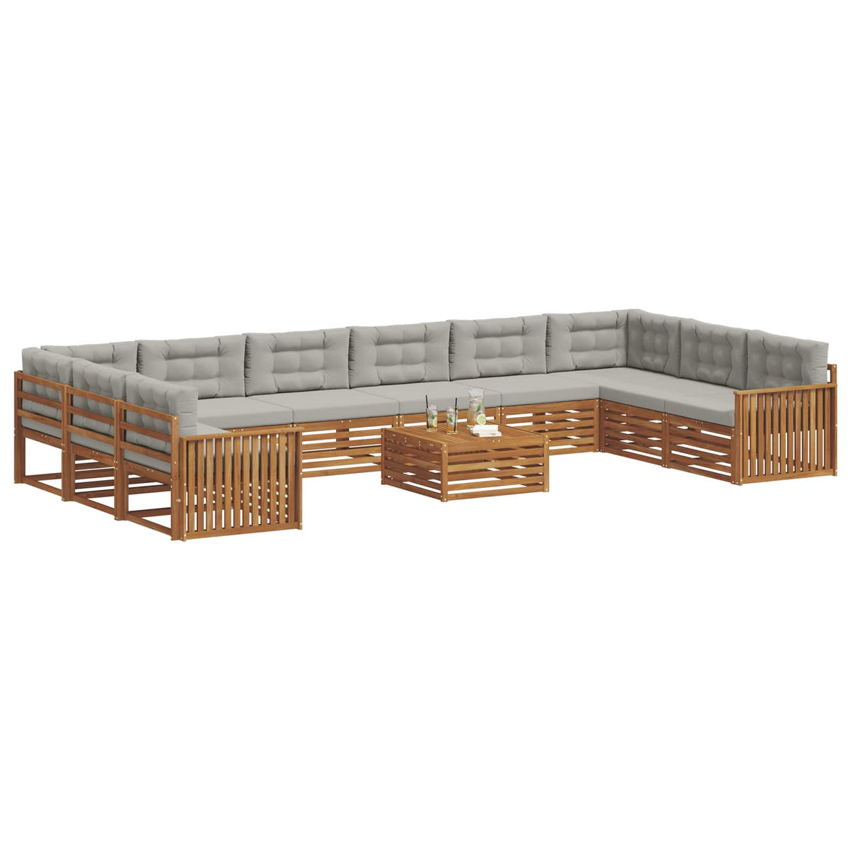 Setovi sofa 11 kom. Prirodna i svijetlo siva