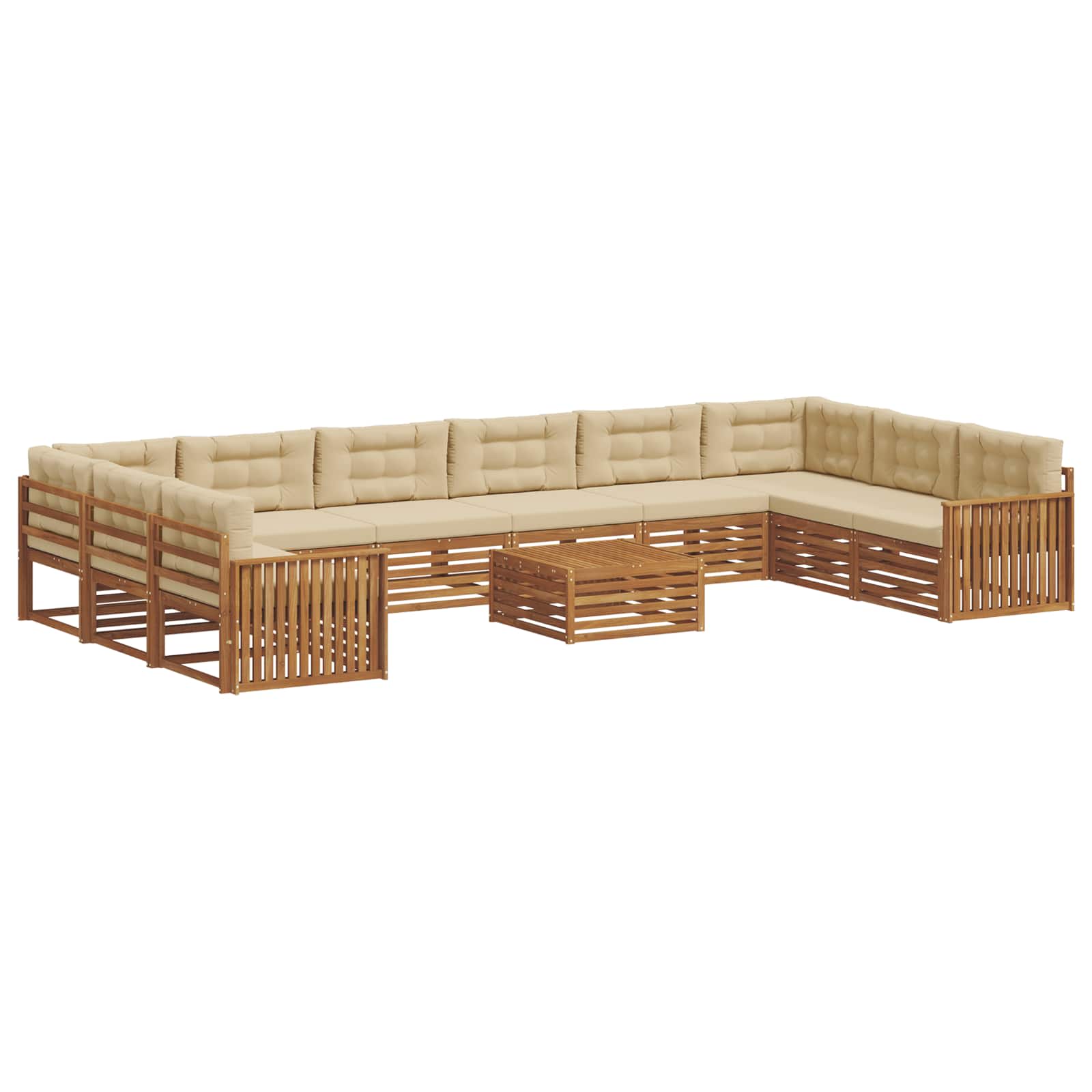 Setovi sofa 11 pcs Prirodna i bež Čvrsto drvo akacije