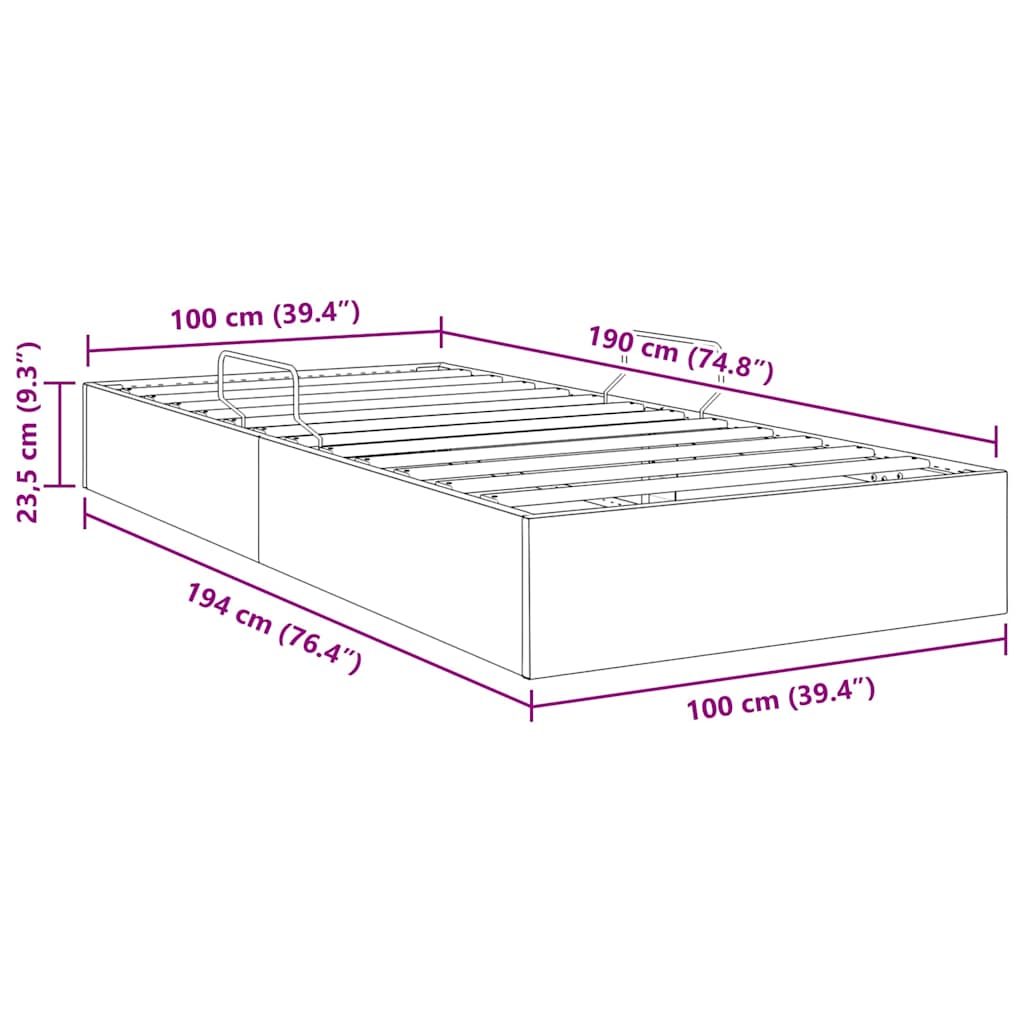 Krevet s od storage s pohranom Crna 100 x 190 cm Umjetna koža