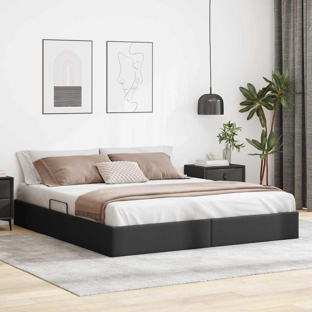 Krevet s od storage s pohranom Crna 193 x 203 cm Umjetna koža