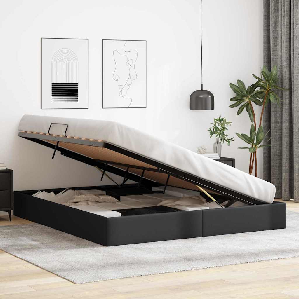 Krevet s od storage s pohranom Crna 193 x 203 cm Umjetna koža