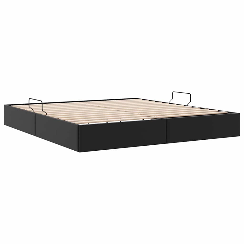 Krevet s od storage s pohranom Crna 193 x 203 cm Umjetna koža