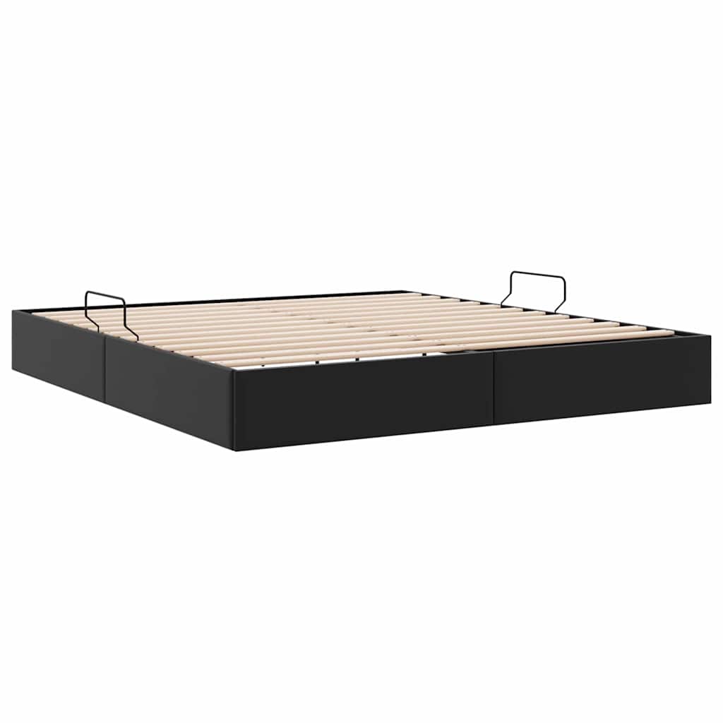 Krevet s od storage s pohranom Crna 193 x 203 cm Umjetna koža