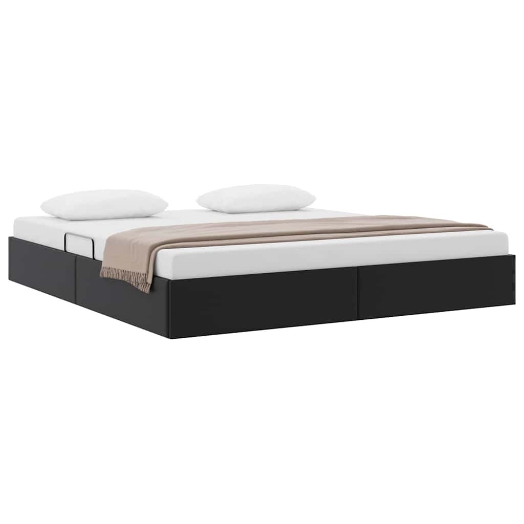 Krevet s od storage s pohranom Crna 193 x 203 cm Umjetna koža