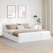 Krevet s od storage Čista bijela 183 x 213 cm Umjetna koža