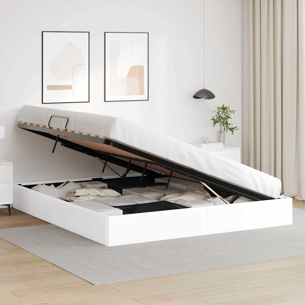 Krevet s od storage Čista bijela 183 x 213 cm Umjetna koža