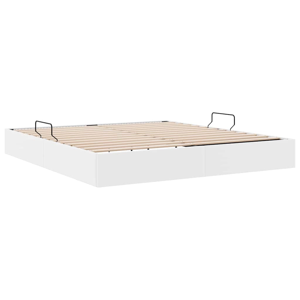 Krevet s od storage Čista bijela 183 x 213 cm Umjetna koža