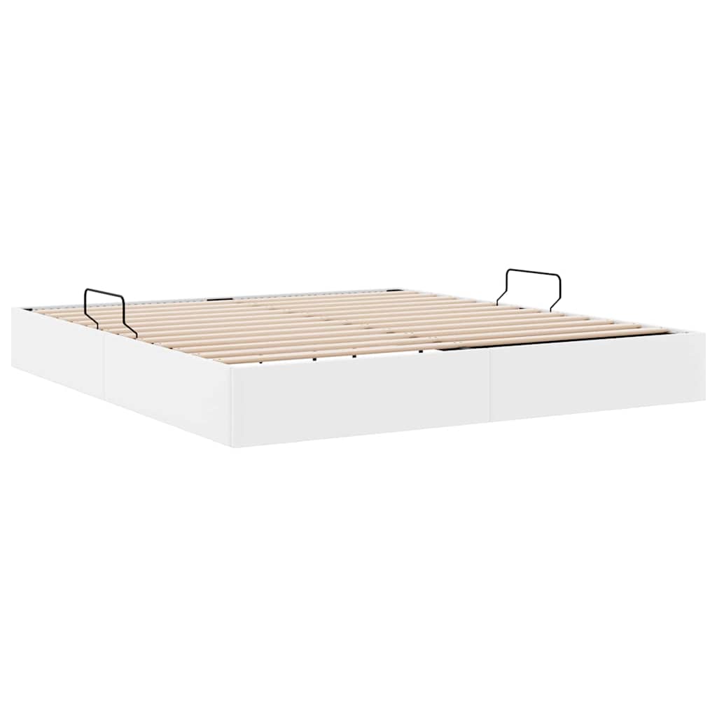 Krevet s od storage Čista bijela 183 x 213 cm Umjetna koža