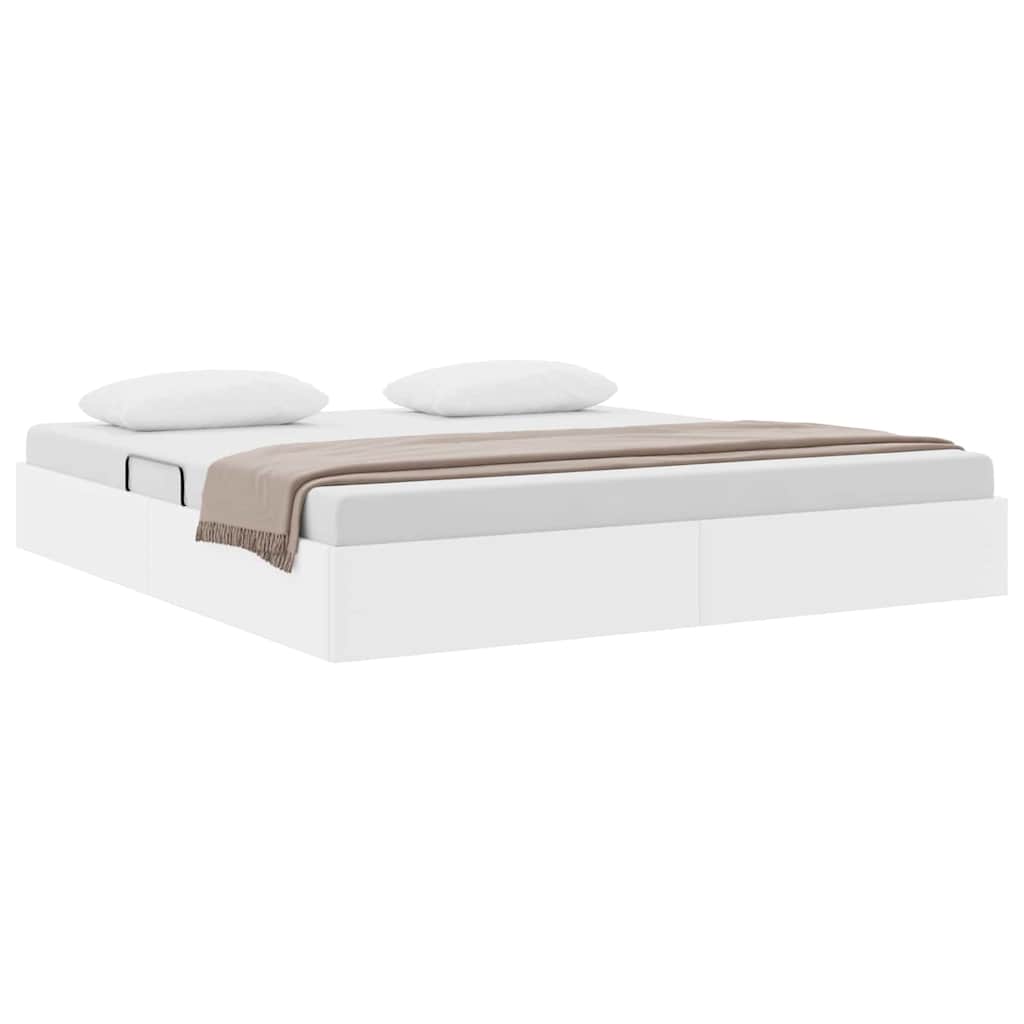 Krevet s od storage Čista bijela 183 x 213 cm Umjetna koža