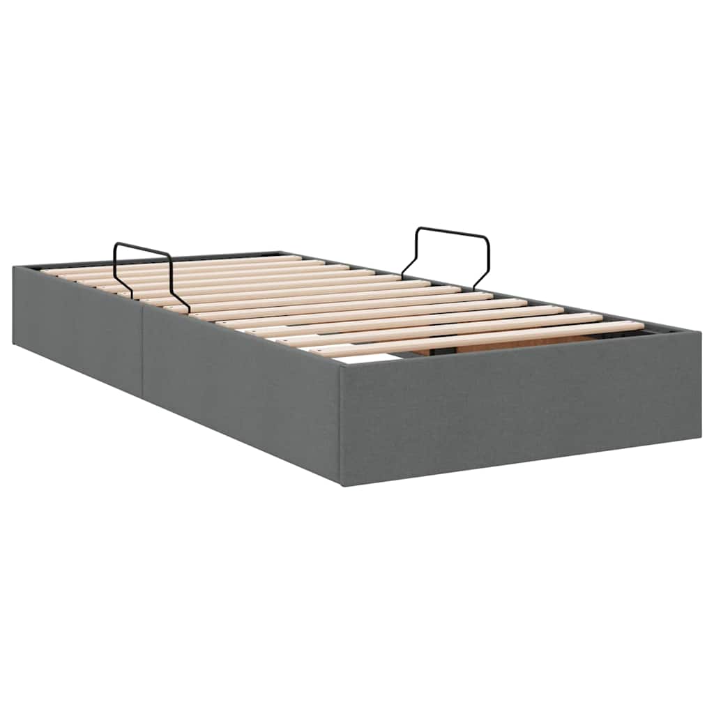 Krevet s od storage s uzglavljem Tamno siva 90 x 190 cm tkanina