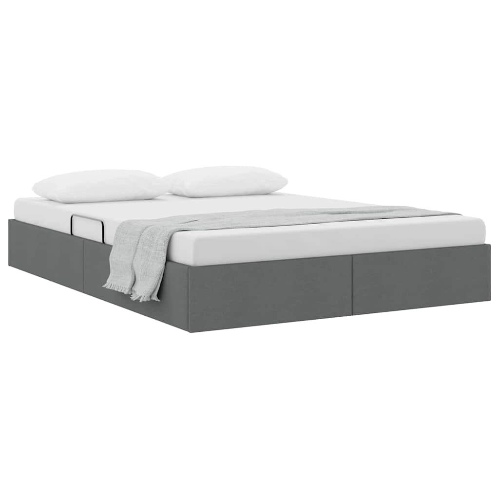 Krevet s od storage s pohranom Tamno siva 135 x 190 cm tkanina