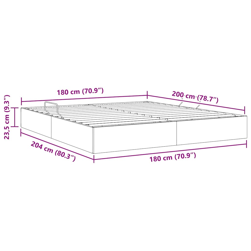 Krevet s od storage s pohranom Tamno siva 180 x 200 cm tkanina