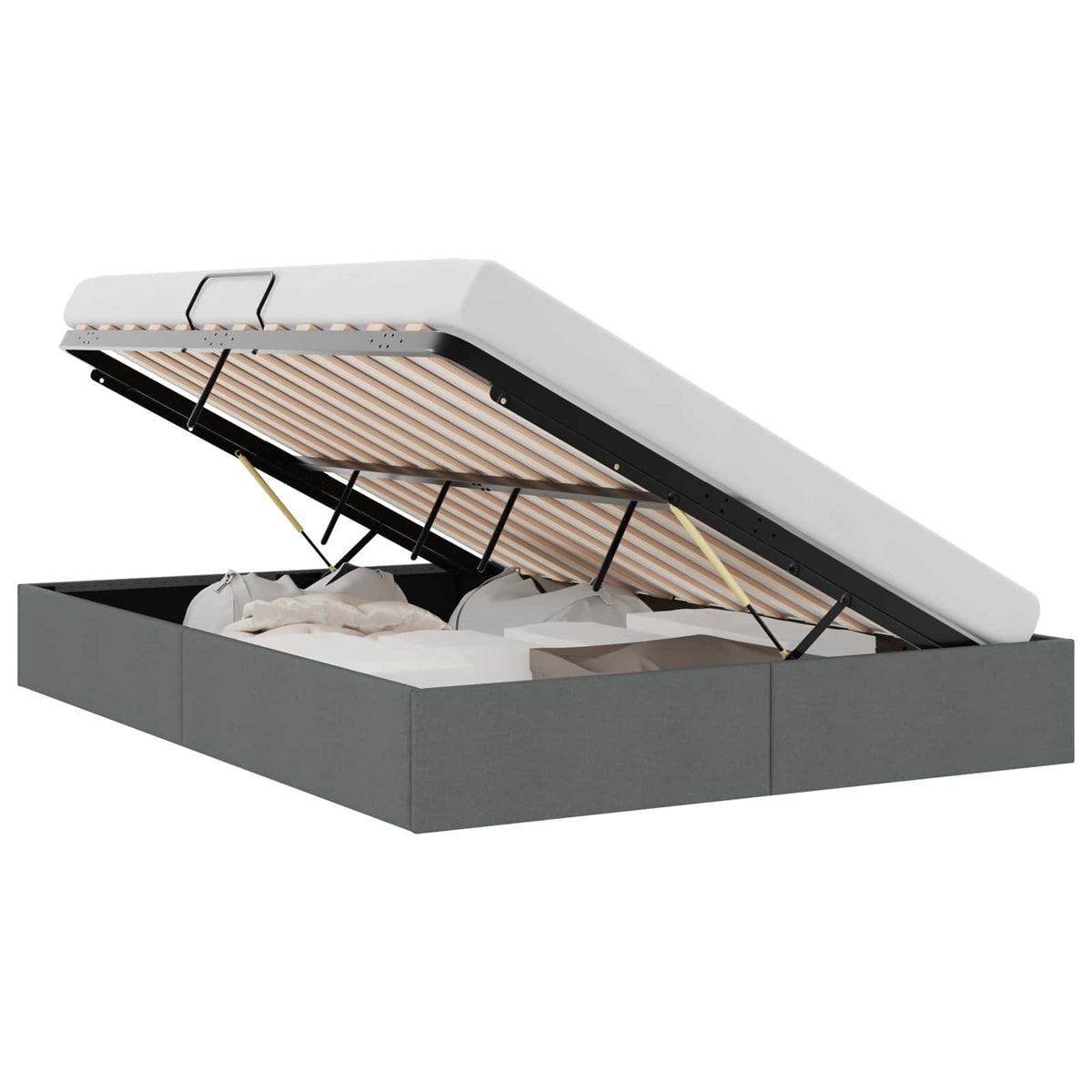 Krevet s od storage s pohranom Tamnosiva 153 x 203 cm Tkanina