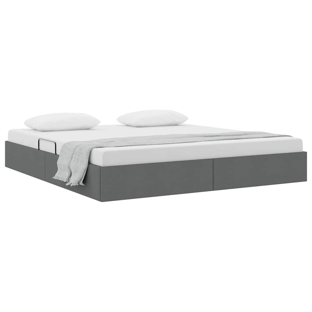 Krevet s od storage s madracem Tamno siva 193 x 203 cm tkanina