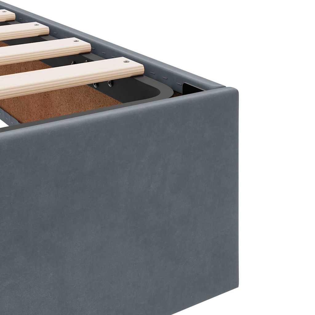 Krevet s od storage s uzglavljem Tamno siva 90 x 190 cm Baršun