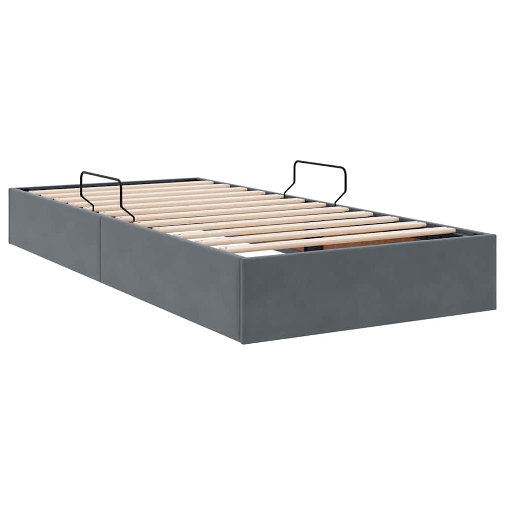 Krevet s od storage s uzglavljem Tamno siva 90 x 190 cm Baršun