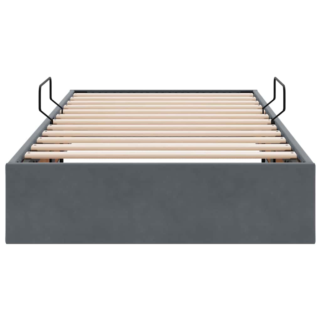 Krevet s od storage s uzglavljem Tamno siva 90 x 190 cm Baršun
