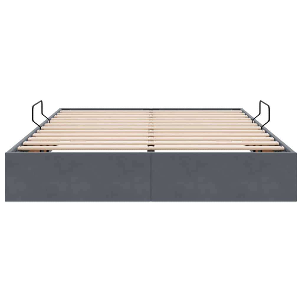 Krevet s od storage s uzglavljem Tamno siva 135 x 190 cm Baršun
