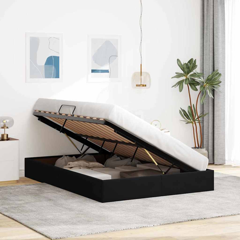 Krevet s od storage s uzglavljem Crna 135 x 190 cm Baršun