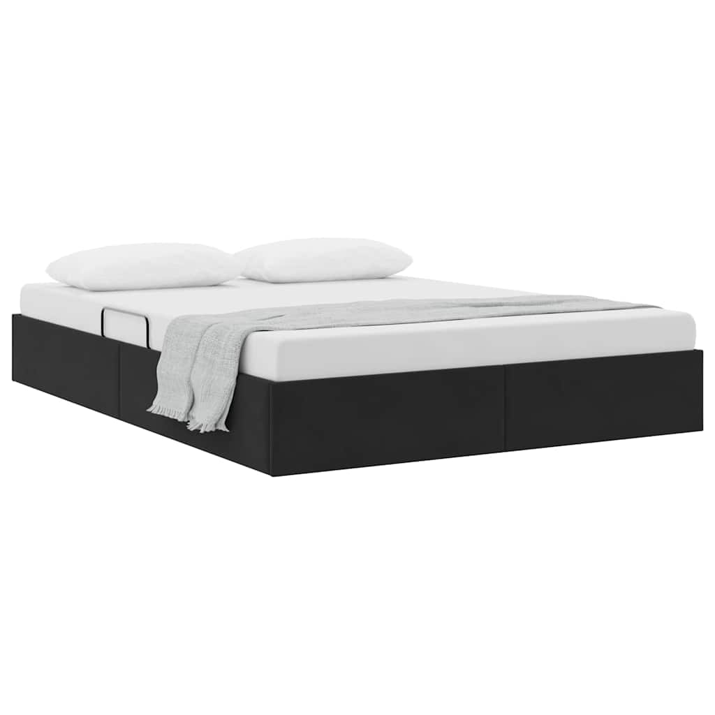 Krevet s od storage s uzglavljem Crna 135 x 190 cm Baršun