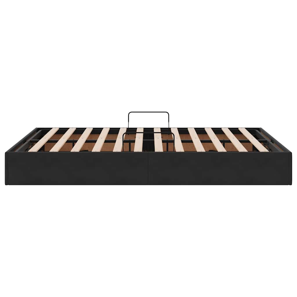 Krevet s od storage s uzglavljem Crna 135 x 190 cm Baršun