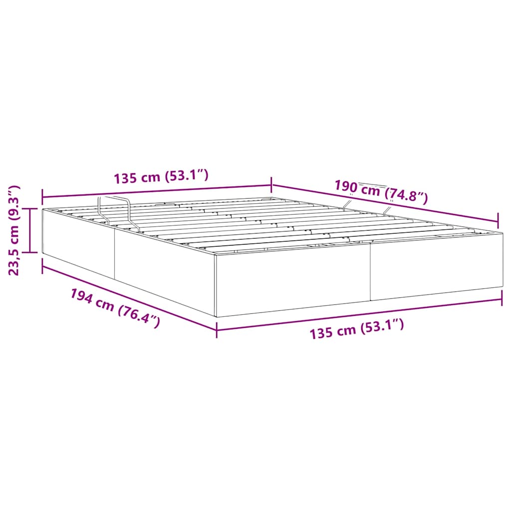 Krevet s od storage s uzglavljem Crna 135 x 190 cm Baršun