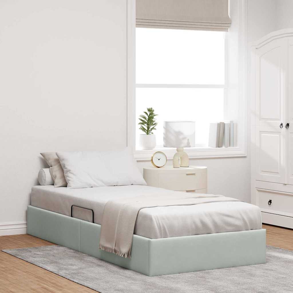 Krevet s od storage s pohranom Svjetlosiva 100 x 190 cm Baršun