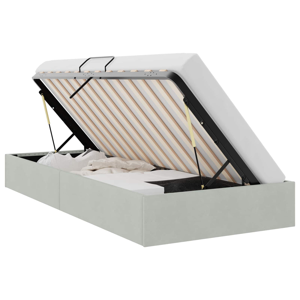 Krevet s od storage s pohranom Svjetlosiva 100 x 190 cm Baršun
