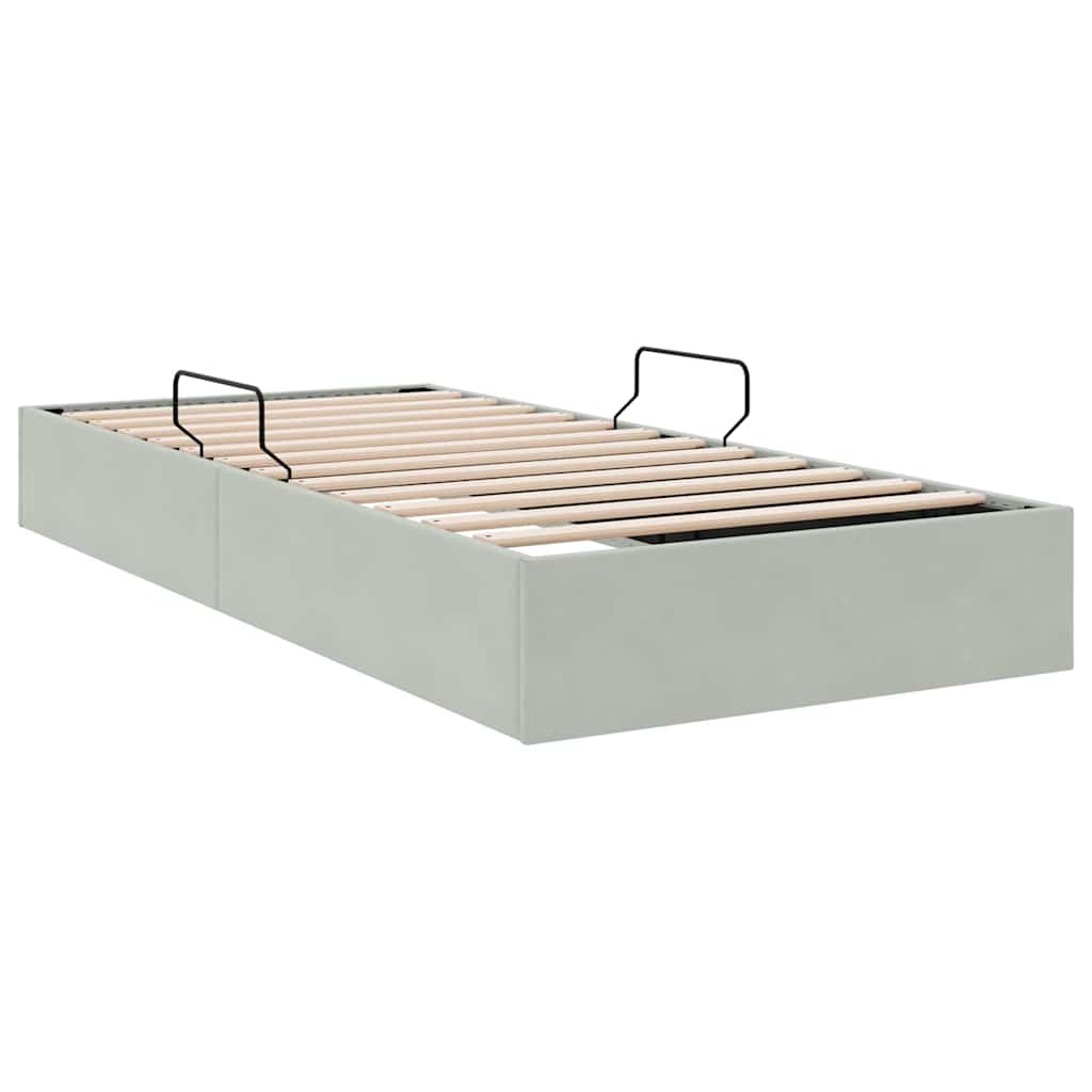 Krevet s od storage s pohranom Svjetlosiva 100 x 190 cm Baršun