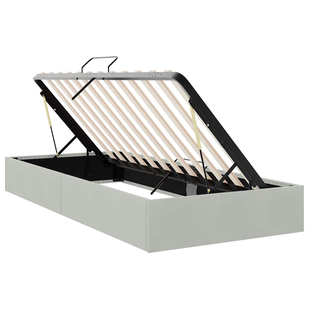 Krevet s od storage s pohranom Svjetlosiva 100 x 190 cm Baršun