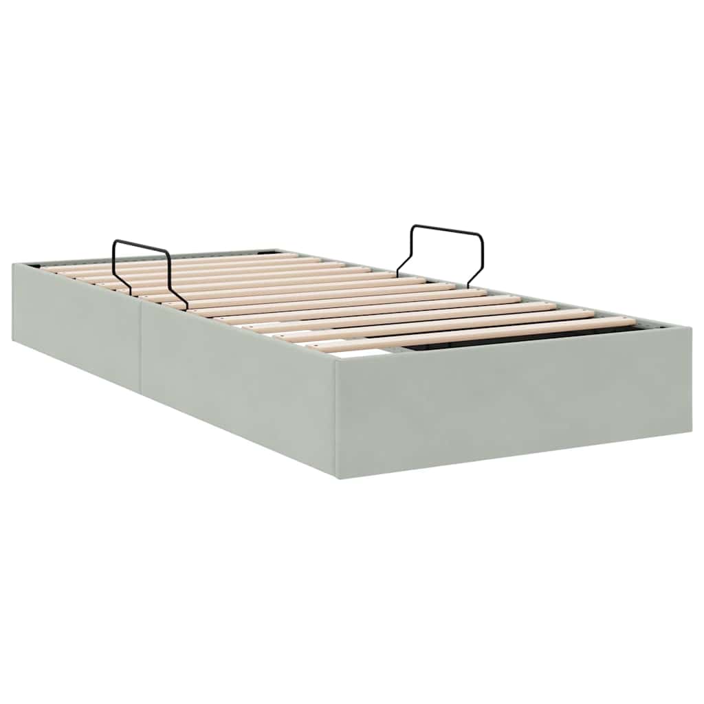 Krevet s od storage s pohranom Svjetlosiva 100 x 190 cm Baršun