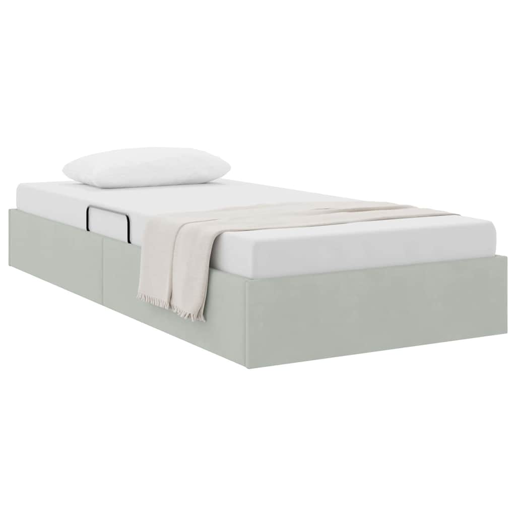 Krevet s od storage s pohranom Svjetlosiva 100 x 190 cm Baršun