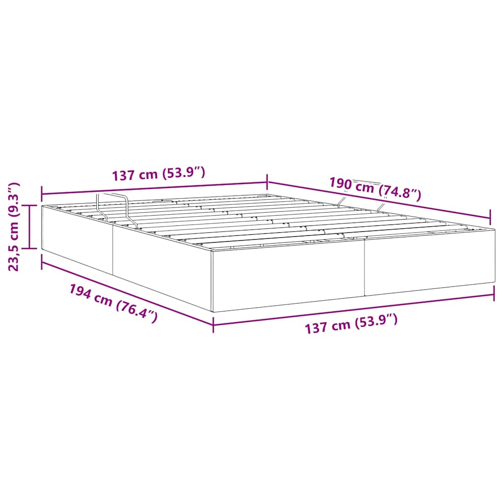 Krevet s od storage s pohranom Svjetlosiva 137 x 190 cm Baršun