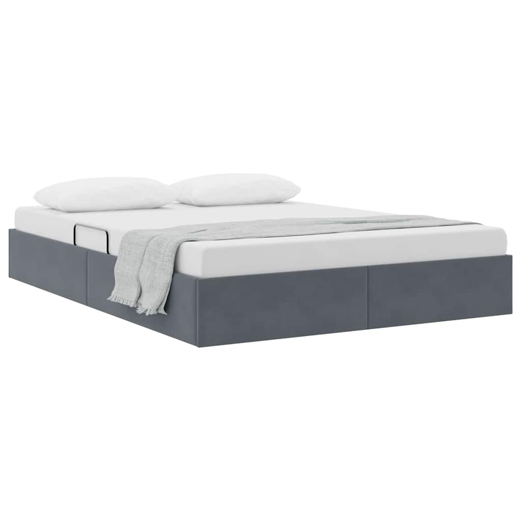 Krevet s od storage s pohranom Tamnosiva 153 x 203 cm Baršun
