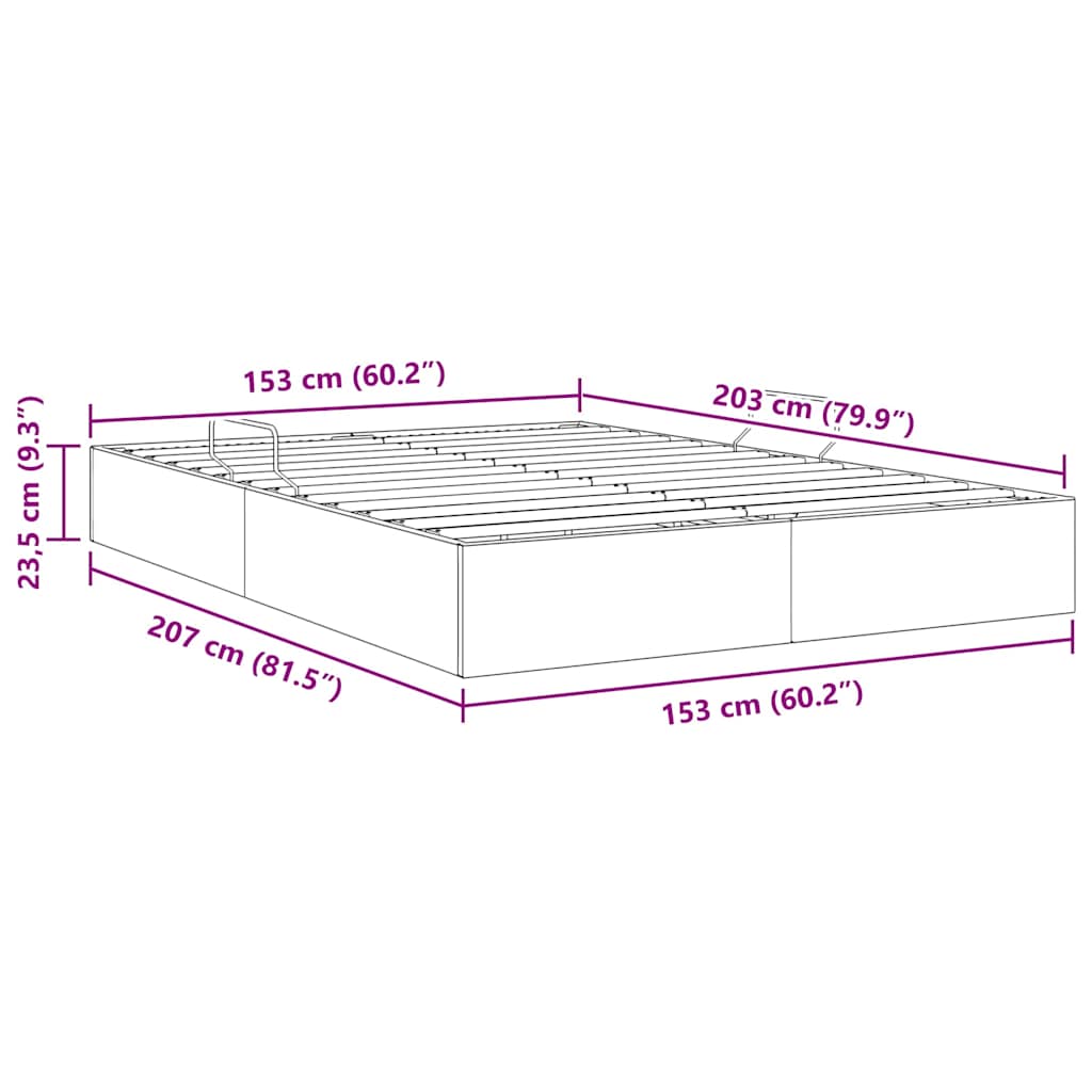 Krevet s od storage s pohranom Tamnosiva 153 x 203 cm Baršun