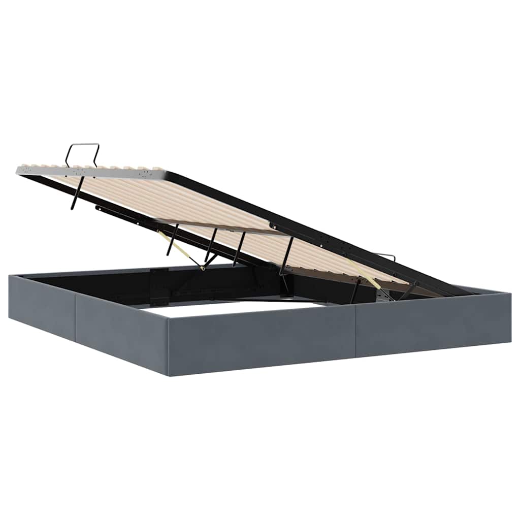 Krevet s od storage s pohranom Tamnosiva 193 x 203 cm Baršun