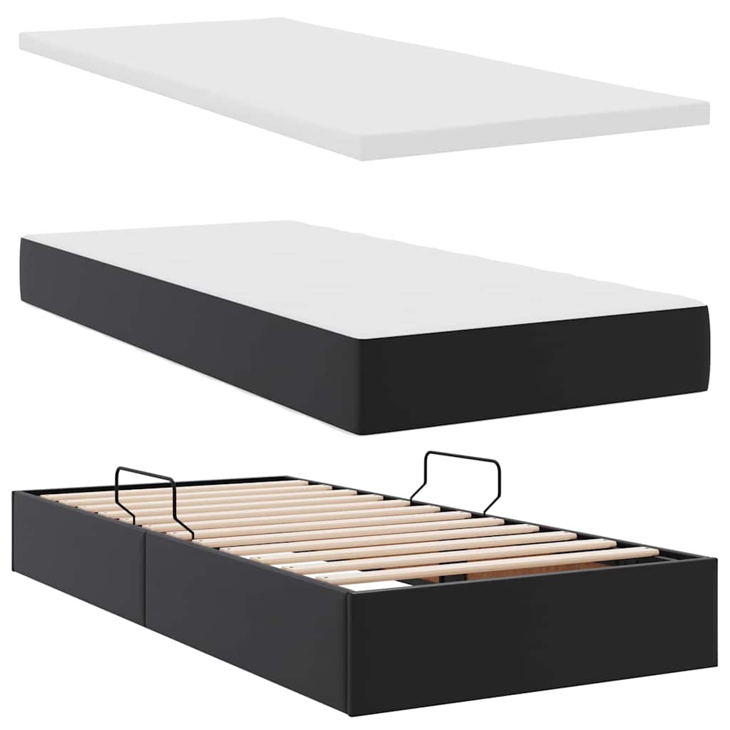 Krevet s madracem i skladištem Crna 100 x 200 cm Lažna koža