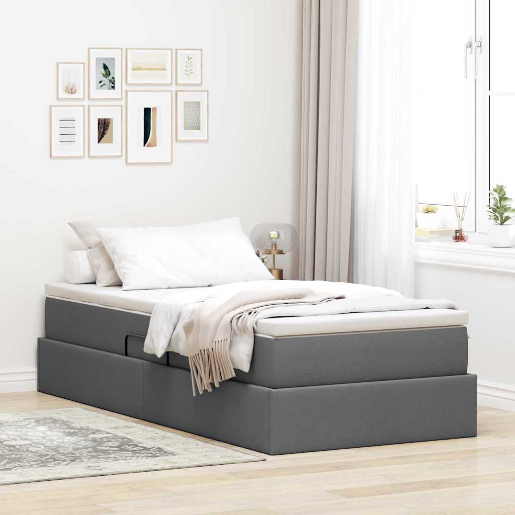 Krevet s madracem i skladištem Tamno siva 90 x 190 cm Poliester