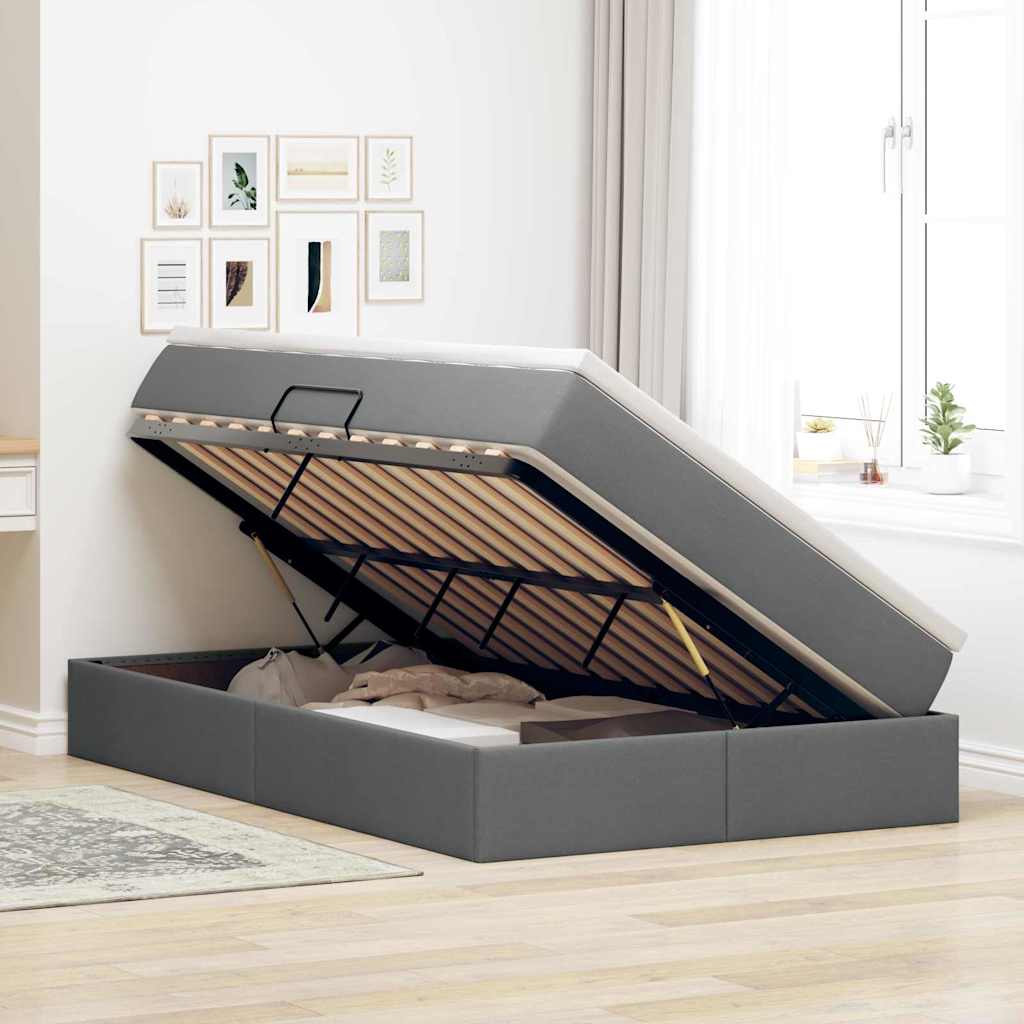 Krevet s madracem i skladištem Tamno siva 120 x 200 cm