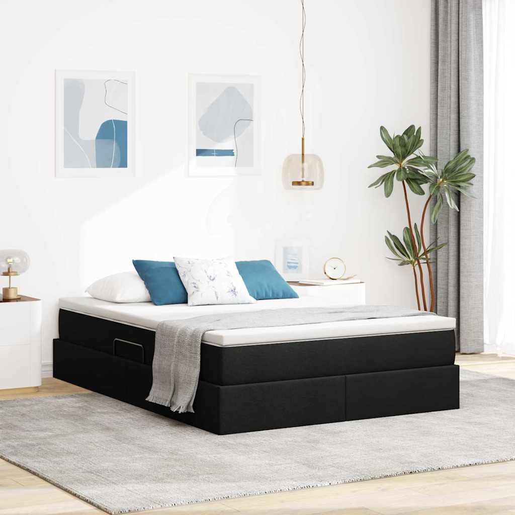 Krevet s madracem i skladištem Crna 140 x 190 cm Poliester