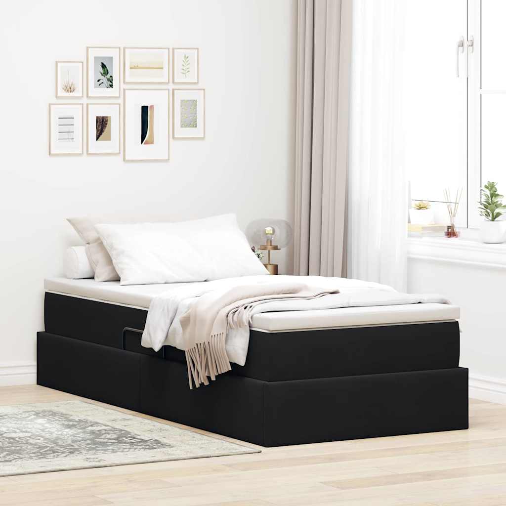 Krevet s madracem i skladištem Crna 90 x 200 cm Baršun