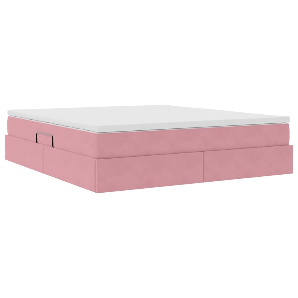 Krevet s madracem i skladištem Ružičasta 180 x 200 cm Baršun