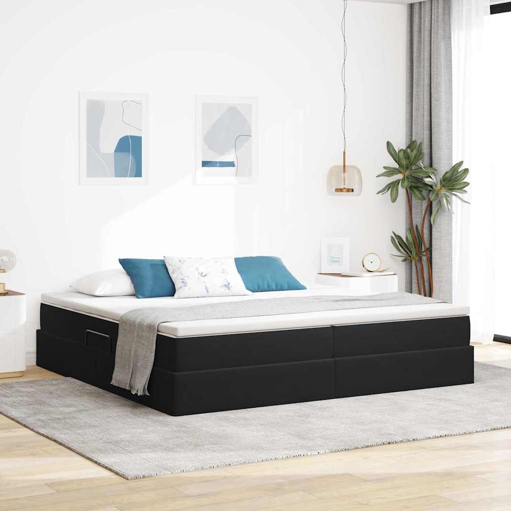Krevet s madracem i skladištem Crna 200 x 200 cm Baršun