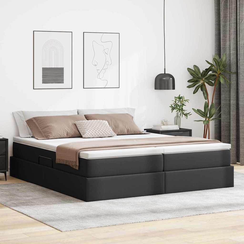 Krevet s madracem i skladištem Crna 200 x 200 cm Lažna koža